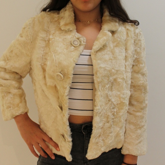 Persian-lamb-Beige-broadtail-fur coat sz M - Picture 1 of 2